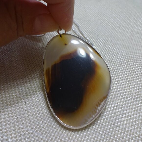 Gorgeous MONTANA AGATE Handmade Sterling 925 Pendant/Chain #520C - Picture 2 of 3
